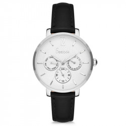 Ženski freelook eiffel beli srebrni elegantni ručni sat sa crnim kožnim kaišem ( f.1.1079.04 )