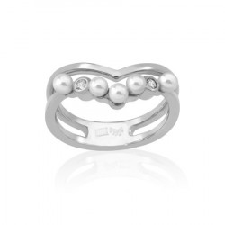 Ženski majorica arabesque beli biserni srebrni prsten sa kristalima 3,4 mm 55 mm ( 16141.01.2 915.010.1 ) - Img 6
