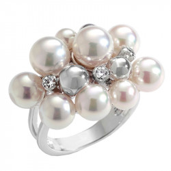 Ženski majorica bubbles beli biserni srebrni prsten 7 mm 55 mm ( 10553.01.2.915 700.1 ) - Img 1