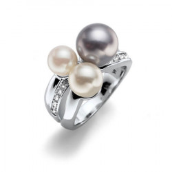 Ženski oliver weber basic pearl crystal prsten sa sivom swarovski perlom 55 mm ( 41126m ) - Img 1