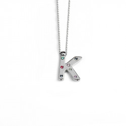 Ženski victoria cruz letter "k" multicolor lančić sa swarovski kristalima ( a3646-khg ) - Img 1