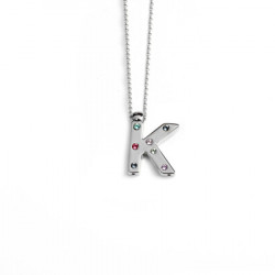 Ženski victoria cruz letter "k" multicolor lančić sa swarovski kristalima ( a3646-khg ) - Img 6