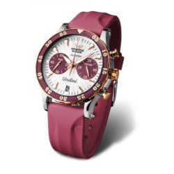 Ženski vostok europe lady line undine chronograph belo crveni sportski sat sa crvenim gumenim i 2 crvena kožna kaiša ( vk64/515e567k ) - Img 2