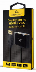 A-DPM-HDMIFVGAF-01 Gembird DisplayPort male to HDMI female + VGA female adapter cable, black - Img 2