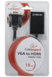 A-VGA-HDMI-01 Gembird VGA to HDMI and audio cable, single port, black WITH AUDIO - Img 1