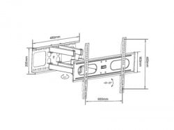 Alpha nosač za TV, 30"-70",do 50kg,Tilt:-20° to +20°, Rotacija: 90°,VESA: 600x400- razmak od zida 7-47cm ( Alpha Support 30/70 big all arou - Img 2