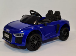 Audi R8 Spyder - Plavi Licencirani auto za decu na akumulator sa kožnim sedištem i mekim gumama