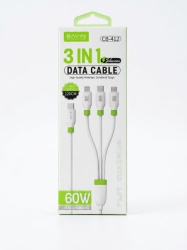 Bavin kabl 3u1 60W Type C na Type Lightning/C/Micro 120cm bela - CB412 ( 90144 )