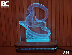 Black Cut 3D Lampa sa 9 različitih boja i daljinskim upravljačem - Divokoza ( A14 ) - Img 5
