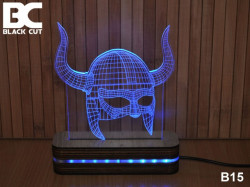 Black Cut 3D Lampa sa 9 različitih boja i daljinskim upravljačem - Helmet ( B15 ) - Img 4