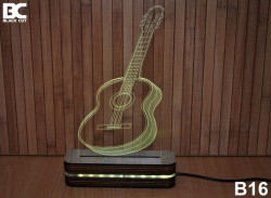 Black Cut 3D Lampa sa 9 različitih boja i daljinskim upravljačem - Gitara ( B16 ) - Img 1