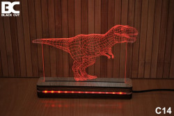 Black Cut 3D Lampa sa 9 različitih boja i daljinskim upravljačem - Tiranosaurus ( C14 ) - Img 3