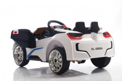 BMW Sport Auto za decu na akumulator sa kožnim sedištem i mekim gumama - Beli - Img 4