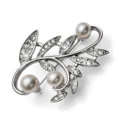 Broš sa swarovski kristalom oliver weber leaf pearl crystal ( 58013 ) - Img 1