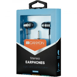 Canyon EPM- 01 stereo earphones with microphone, black, cable length 1.2m, 23*9*10.5mm,0.013kg ( CNE-CEPM01B )  - Img 1