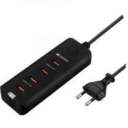 Canyon H-09 universal 4xUSB AC charger (in wall) with over-voltage protection, Input 100V-240V, Output 5V-4.2A, with Smart IC, Black rubber - Img 2