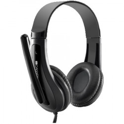 Canyon HSC-1 basic PC headset with microphone, combined 3.5mm plug, leather pads, Flat cable length 2.0m, 160*60*160mm, 0.13kg, black ( CNS - Img 6