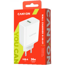 Canyon, QC3.0 36W WALL charger with 1-USB A QC3.0 36W white ( CNE-CHA36W01 )  - Img 3