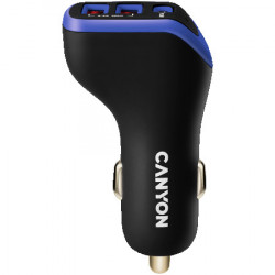 Canyon universal 3xUSB car adapter Type-C PD 18W, Black+Purple with rubber coating ( CNE-CCA08PU ) - Img 4