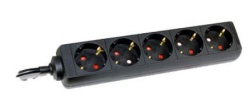 Commel produzni kabl 5 uticnice 16a 3500w crni 3m h05vv-f 3g1,5 ( c232-522 )