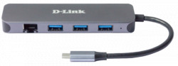 D-Link USB HUB DUB-2334 5in1 USB-C - USB3.0x3/GLAN/PD - Img 2