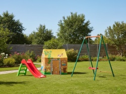 Dečiji komplet za dvorište ( Happy Kids ) Ljuljaška + Tobogan + Šator kućica