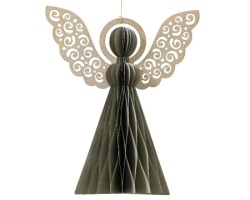 Dekordom novogodišnja dekoracija - hanging paper angel 20cm 709260 - grey - kmg ( 043386 )-1