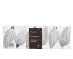 Dekordom novogodišnja dekoracija - hanging pinecone set 6pcs 8cm 028600 - winter white - kmg ( 043319 )-2