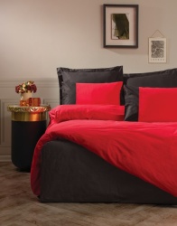 Dekordom Posteljina cb ranforce single - plain line - kirmizi/siyah ( 037784 )