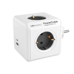 Designnest PowerCube produžni kabl sa 4 utičnice + USB A+C sivi ( 10432/deouac )