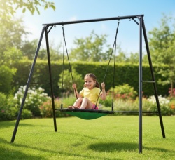 Double Fun Gnezdo - velika ljuljaška za decu - crna metalna konstrukcija 120x160x200 i ljuljaška krug