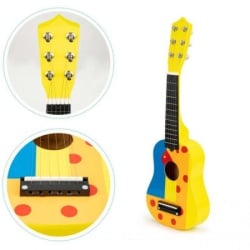 Ecotoys Drvena gitara za decu sa metalnim žicama cube yellow ( FO18 Y/ MF019B )-3