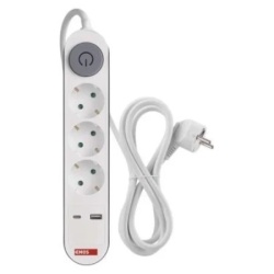 Emos p1322pd Kabl produžni sa prekidačem 1×usb-a+1×usb-c 2m/3r ( 3646 )