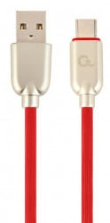 Gembird CC-USB2R-AMCM-1M-R premium rubber Type-C USB charging and data cable, 1m, red - Img 1