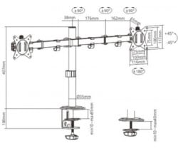 Gembird MA-D2-01 podesivi dupli stoni drzac za monitor, tilt, 17-32 max.2x9kg (alt. MA-DF2-01) - Img 3