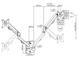 Gembird MA-WA2-01 podesivi dupli zidni drzac za monitor,tilt, 17-27 max.2x7kg - Img 3