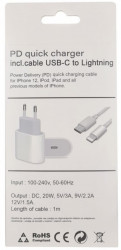 Gembird NPA-AC38 PD brzi punjac +USB C kabl na lightning Apple iphone 20W 5V/3A, 9V/2 (847) - Img 2