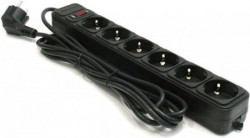 Gembird produzni kabl sa zastitom 6 uticnica (3x1.5mm) 3m black (407) SPG6-B-10 (3G1.5) **