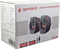 Gembird SPK-B26 stereo zvucnici black LED, 2.0 inch, 6W RMS (2 x 3W) USB pwr, volume control, 3,5mm - Img 3