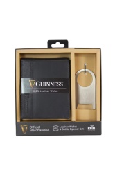 Guiness Gift box: novčanik muški kožni 120x90x20 mm i otvarač za flaše GS04 crna ( 16NMBGS04B )
