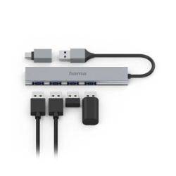 Hama 4047443497666 Usb hub 4 porta, usb 3.2, 5 gbit/s+ usb-c adapter  ultra tanak  ( 200141 )-4