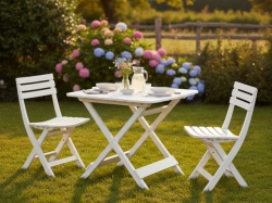 Ipae ProGarden camping set - Sklopivi Set sa 2 Stolice i Stolom - Beli