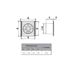 Izduvni ventilator 150mm ( E150S ) - Img 2