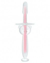 KikkaBoo silikonska četkica za zubiće sa vakumom bear pink ( KKB40046 ) - Img 2