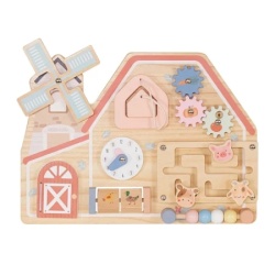 Kinder home Crvena montesori aktivna tabla farma sa mlinom, lavirintom, satom i zupčanicima ( W12D824 )