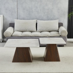 Klub sto Set 6050 Bež keramička ploča/Braon postolje 800x800mm + 600x600mm