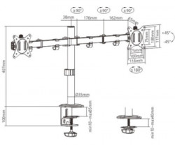 MA-D2-01 Gembird Podesivi dupli stoni drzac za monitor, tilt, 17-32 max.2x9kg (alt. MA-DF2-01) - Img 3