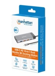 Manhattan 130714 10in1 USB-C - 2xHDMI/5xUSB/LAN/PD 100W Docking station -6