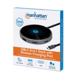 Manhattan 166560 8in1 USB-C - HDMI/3xUSB/CR/PD 60W/bež. punjač   Docking station -4