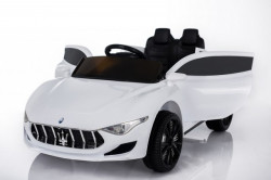 Maserati Auto na akumulator sa kožnim sedištem i mekim gumama - Beli